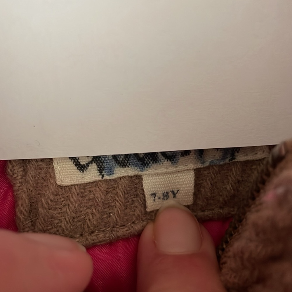 Mini Boden brown hooded coat toggle close - Picture 3 of 6